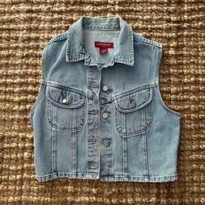 Vintage Y2K Banana Republic Denim Vest Women’s Medium Cropped Light Wash USA